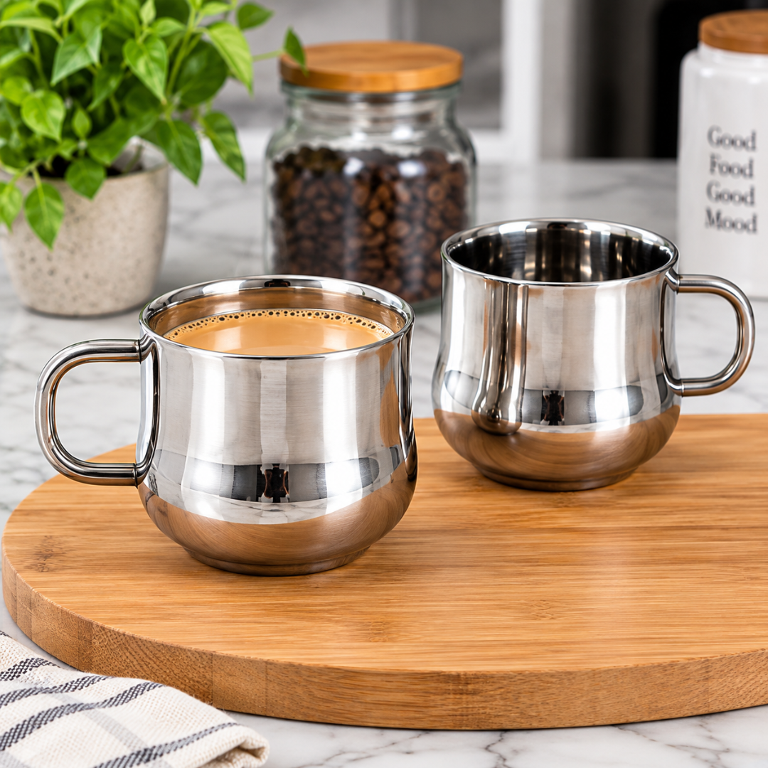 Stainless Steel Tea Cup 120ml Set for Tea & Coffee Use