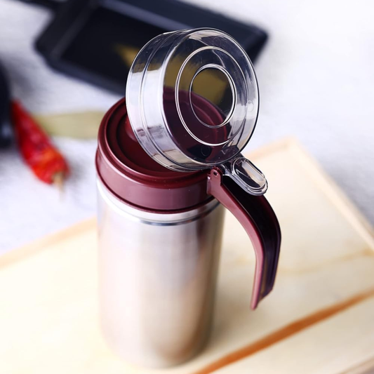 Stainless Steel Oil Dispenser Bottle 1000ml with Drip-Free Spout & Lid | Leak-Proof BPA-Free Oil Pourer for Kitchen | Olive Oil, Vinegar & Sauce Dispenser with Handle