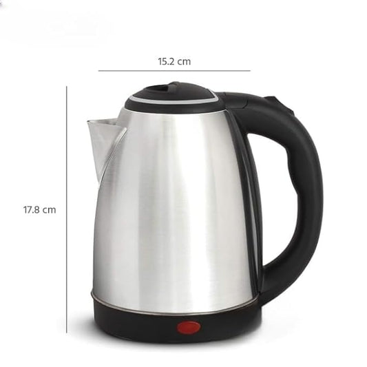 Stainless Steel Electric Kettle, 1500W Fast Boiling, Silver and Black (2 L)