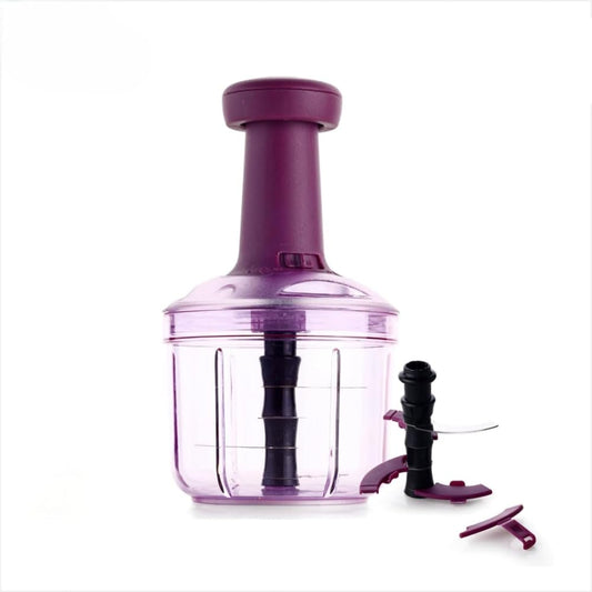 Manual Food Chopper with 4 Stainless Steel Blades | Hand Press Vegetable Cutter for Onion, Tomato, Potato & Salad | Multipurpose Kitchen Chopper (1000 ML)