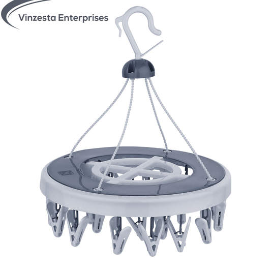 Vinzesta 24 Clip Round Baby Clothes Hanger Plastic Foldable Drying Rack