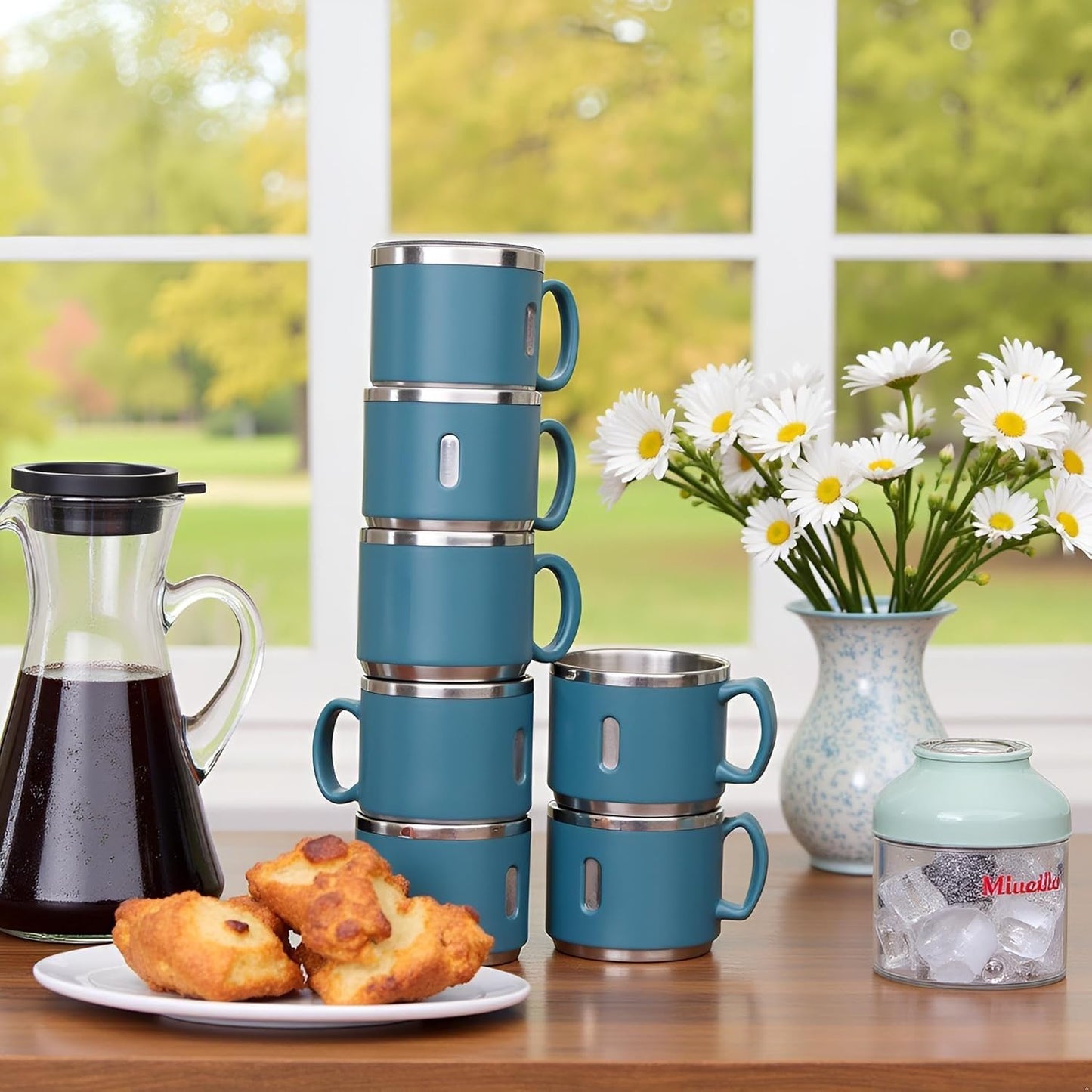Vinzesta Stainless Steel Coffee Mug Set 6 Pcs Double Wall Insulated Cups
