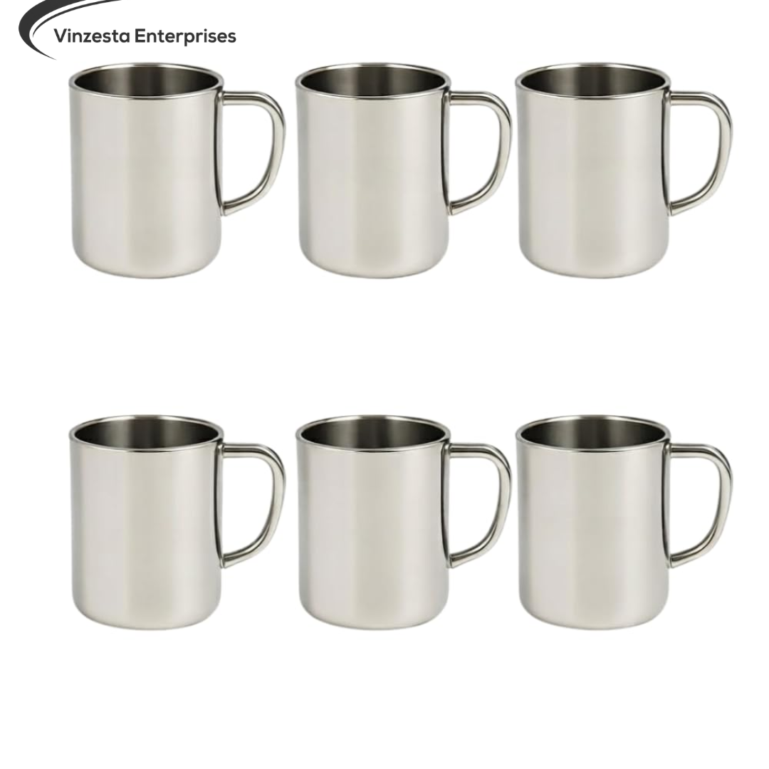 Stainless Steel Coffee Mugs Set, 240 ml