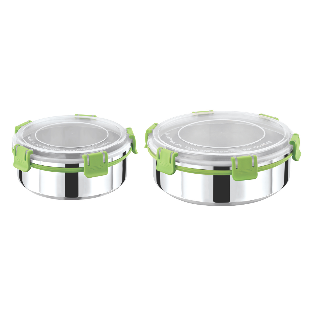 Stainless Steel Lunch Box Combo 850ml & 1250ml with Locking Lid