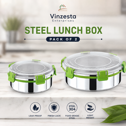 Stainless Steel Lunch Box Combo 850ml & 1250ml with Locking Lid