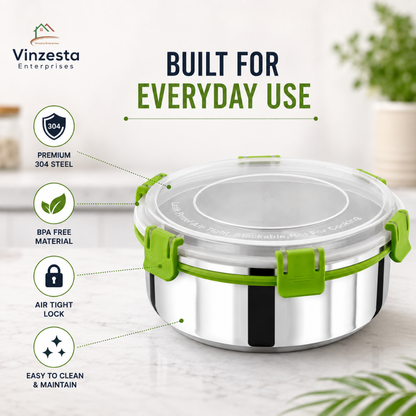 Stainless Steel Lunch Box Combo 850ml & 1250ml with Locking Lid