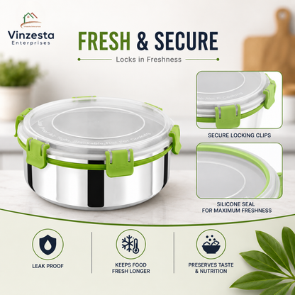 Stainless Steel Lunch Box Combo 850ml & 1250ml with Locking Lid
