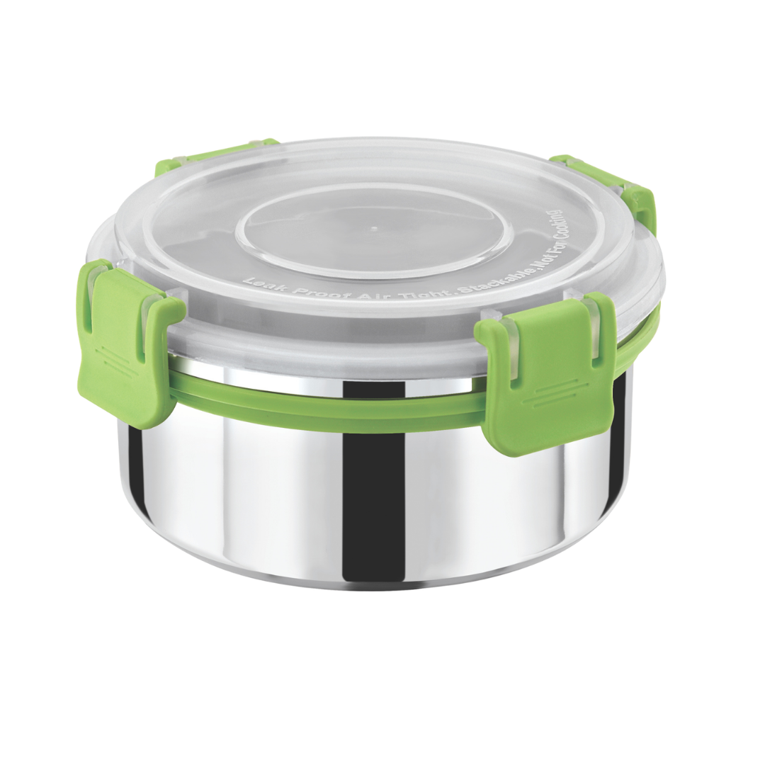 Stainless Steel Lunch Box 450ml with Leakproof Lid and Secure Locking Clips