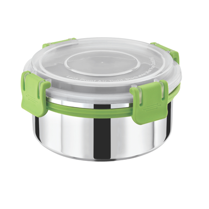 Stainless Steel Lunch Box 450ml with Leakproof Lid and Secure Locking Clips