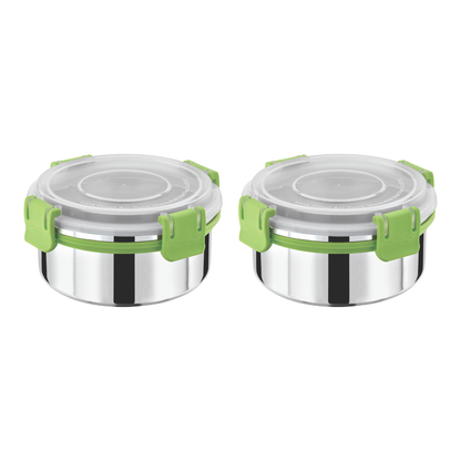 Stainless Steel Lunch Box 450ml with Leakproof Lid and Secure Locking Clips