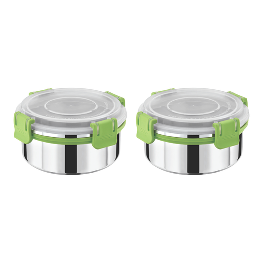 Stainless Steel Lunch Box 450ml with Leakproof Lid and Secure Locking Clips