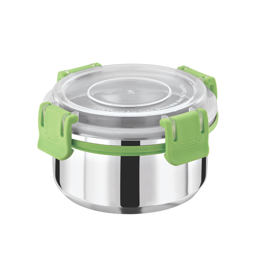 Stainless Steel Lunch Box 300ml with Leakproof Lid and Secure Locking Clips