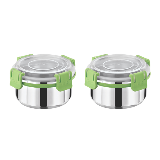 Stainless Steel Lunch Box 300ml with Leakproof Lid and Secure Locking Clips