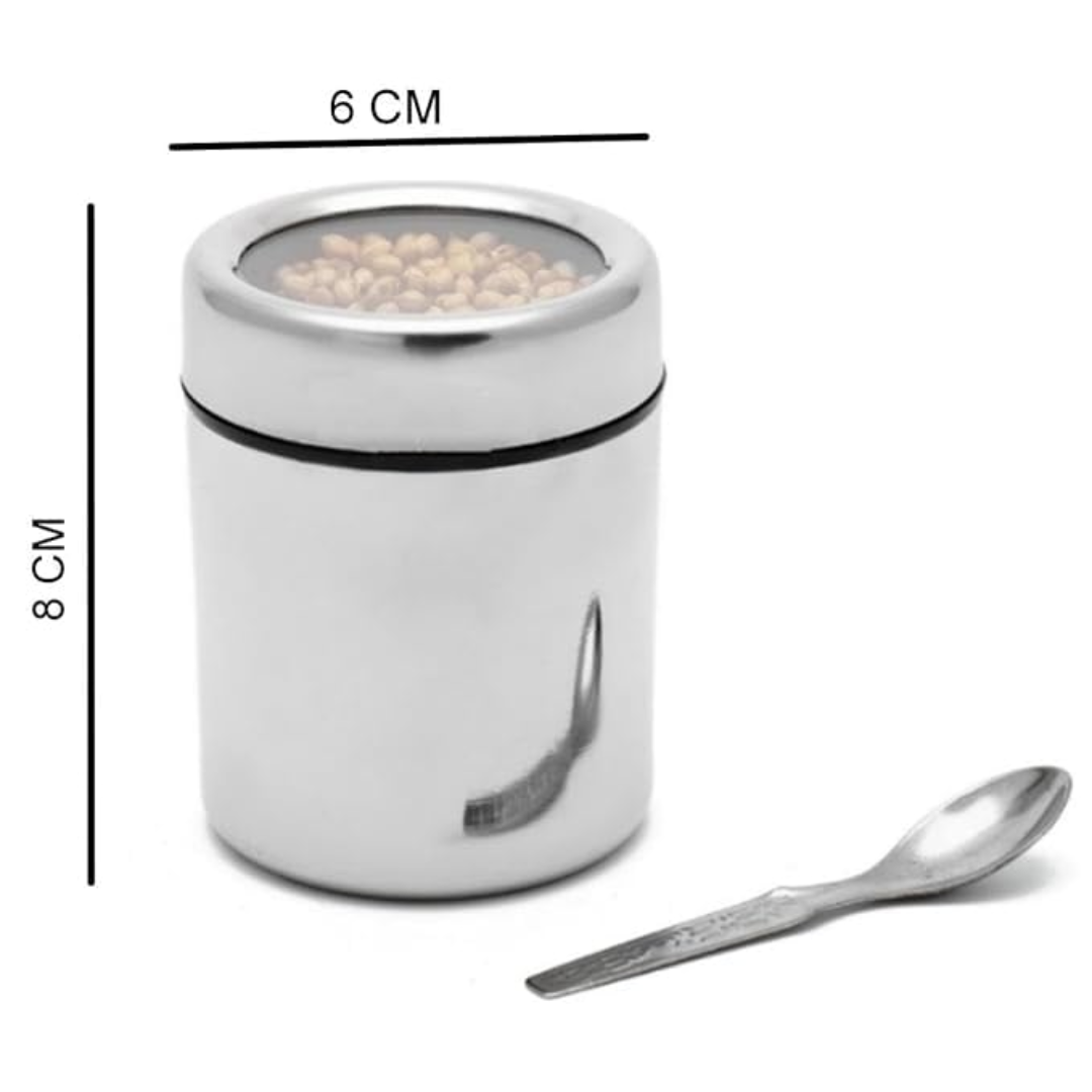 Masala Box Stainless Steel Spice Container Silver Airtight 7 in 1 Storage