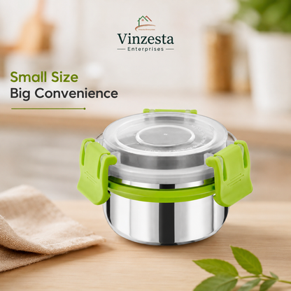 Stainless Steel Lunch Box 150ml with Leakproof Lid and Secure Locking Clips