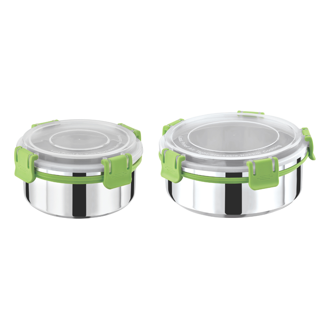 Stainless Steel Lunch Box Combo 450ml & 850ml with Secure Locking Lid Set