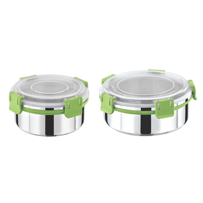 Stainless Steel Lunch Box Combo 450ml & 850ml with Secure Locking Lid Set