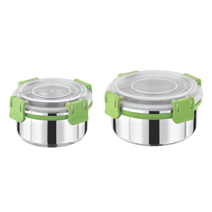 Stainless Steel Lunch Box Combo 150ml & 450ml with Secure Locking Lid Set