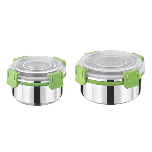 Stainless Steel Lunch Box Combo 150ml & 450ml with Secure Locking Lid Set