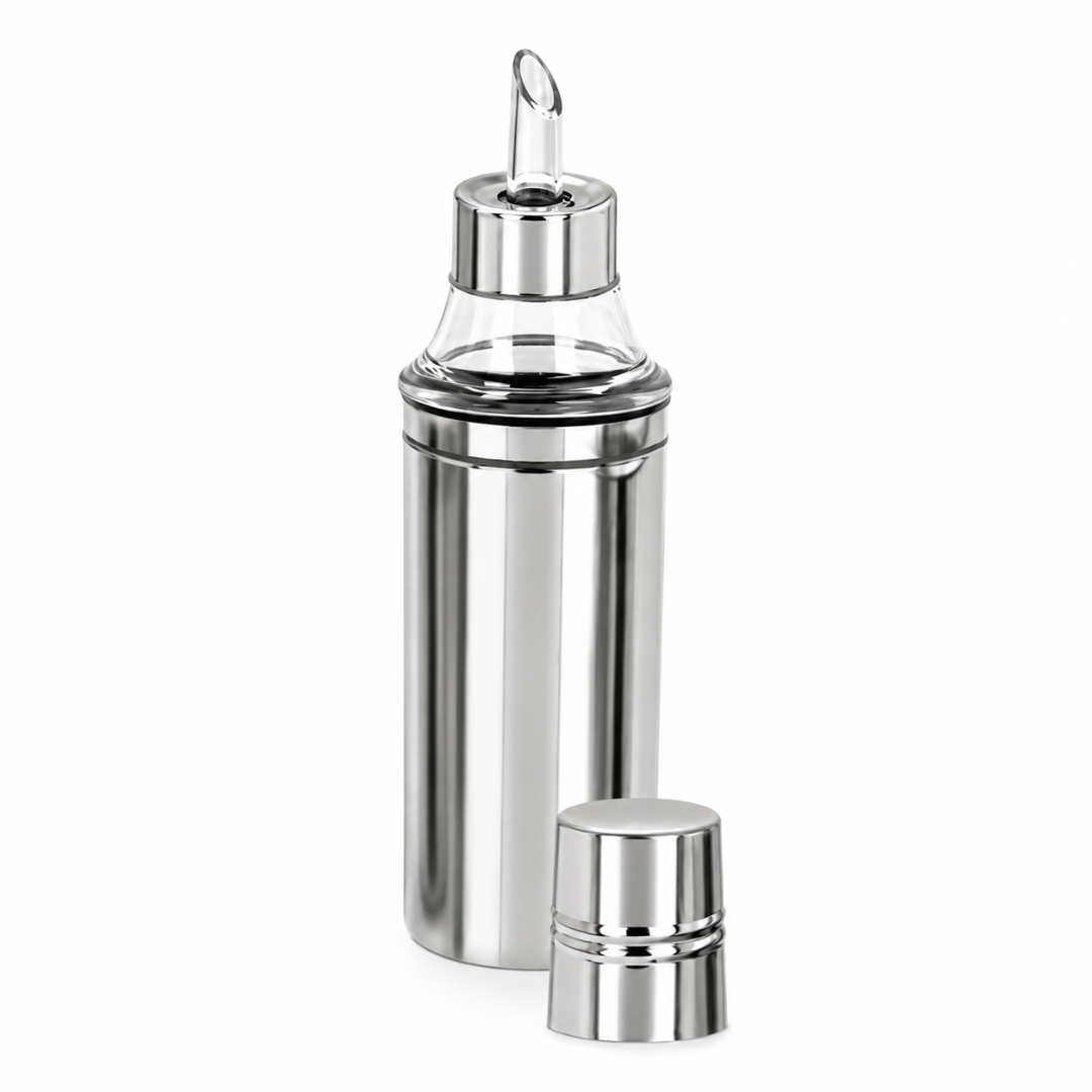 Stainless Steel Oil Dispenser Bottle with Handle & Anti-Drip Pourer 1 Litre