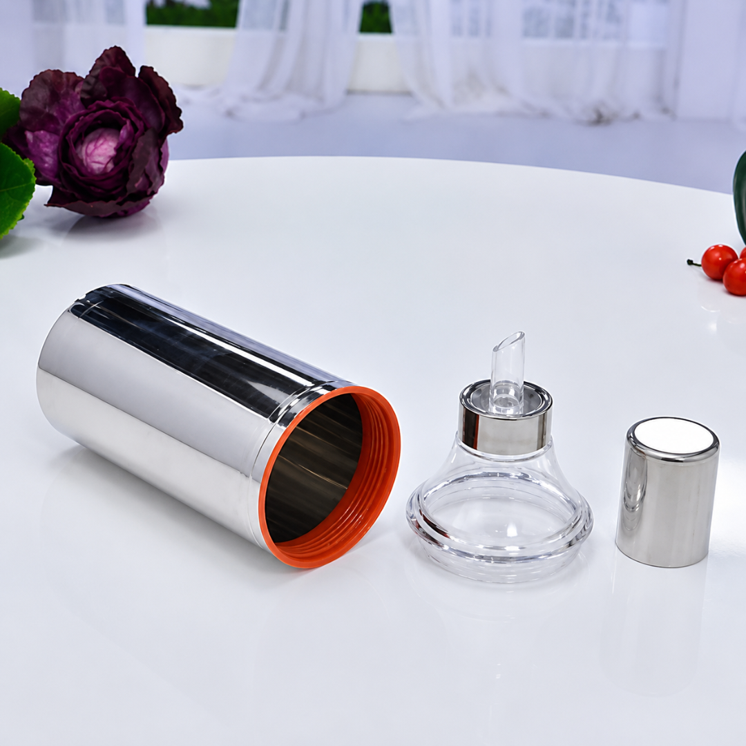 Stainless Steel Oil Dispenser Bottle with Handle & Anti-Drip Pourer 1 Litre