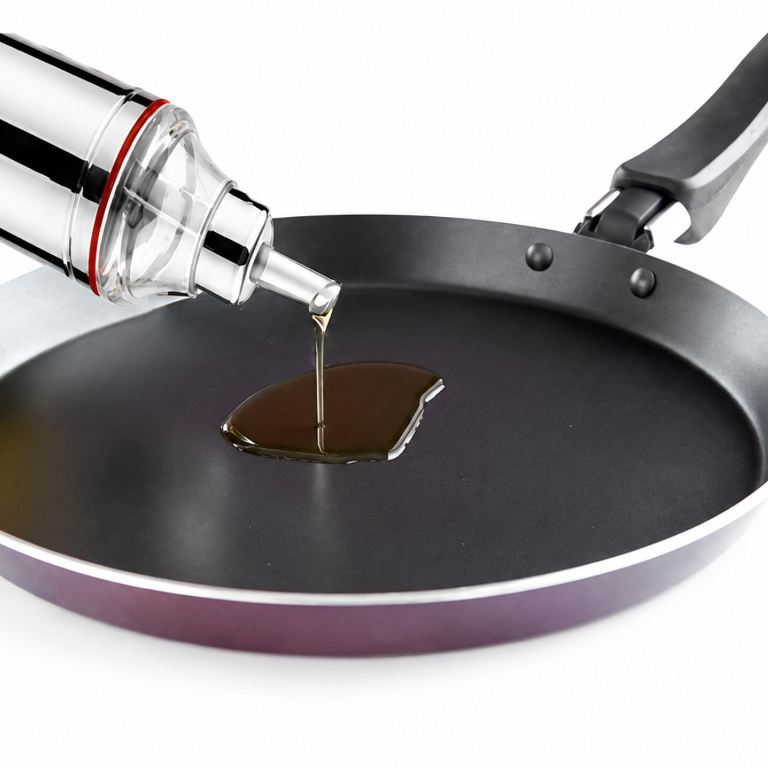 Stainless Steel Oil Dispenser Bottle with Handle & Anti-Drip Pourer 1 Litre