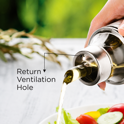 Stainless Steel Oil Dispenser Bottle with Handle & Anti-Drip Pourer 1 Litre