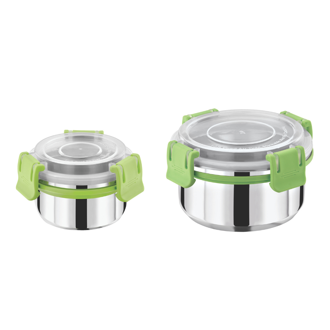 Stainless Steel Lunch Box Combo 150ml & 300ml with Secure Locking Lids Set