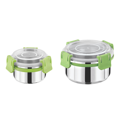 Stainless Steel Lunch Box Combo 150ml & 300ml with Secure Locking Lids Set