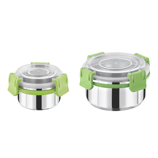 Stainless Steel Lunch Box Combo 150ml & 300ml with Secure Locking Lids Set