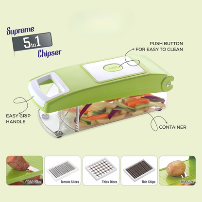 Multipurpose Vegetable Chopper 5 in 1 Cutter Slicer Grater Peeler Green