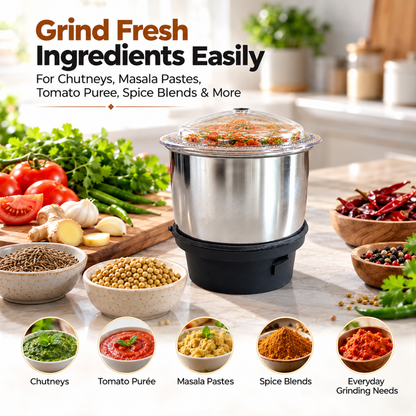 Stainless Steel Mixer Grinder Jar 250ml with Lid Compact Chutney Grinding Jar