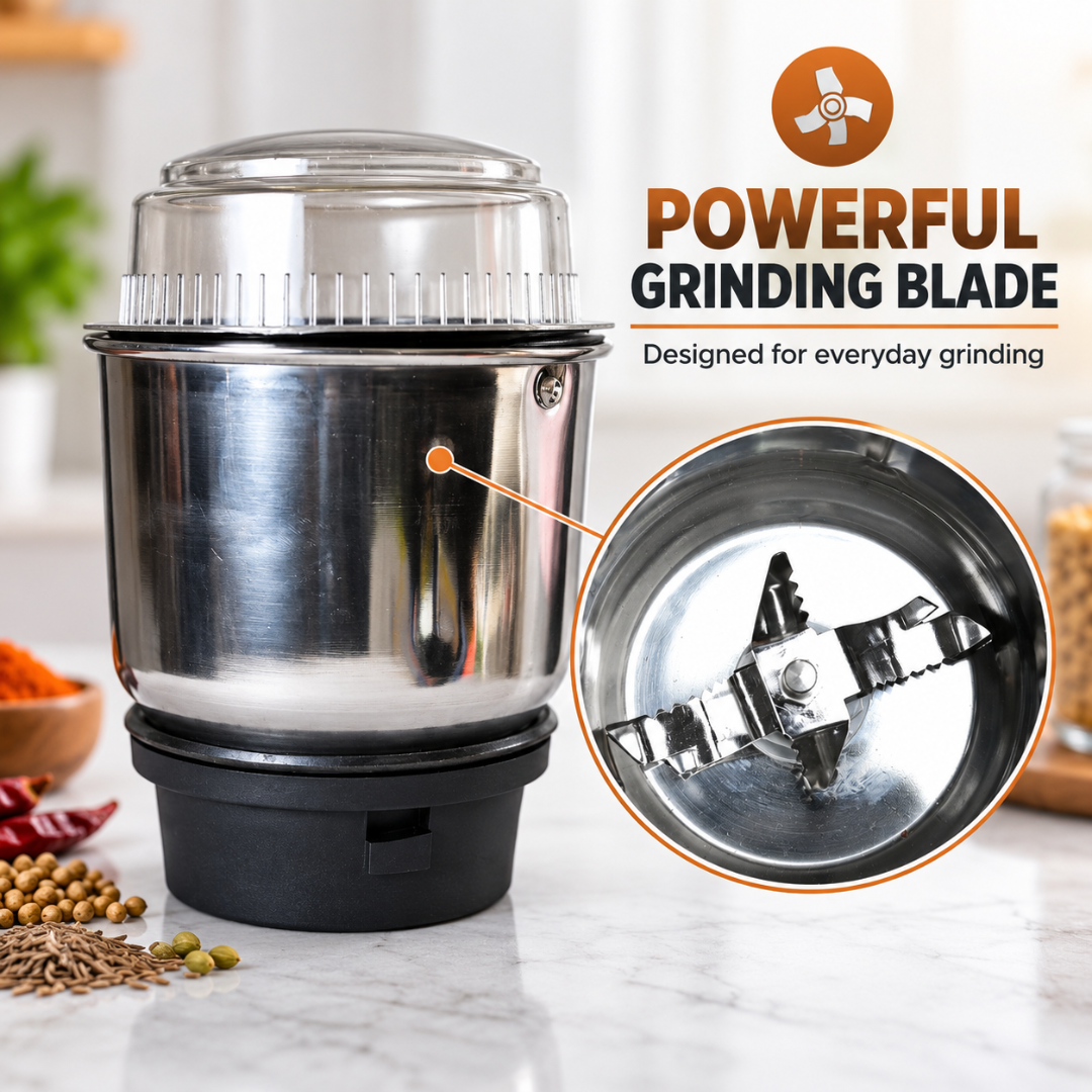 Stainless Steel Mixer Grinder Jar 400ml with Transparent Lid for Chutney Grinding