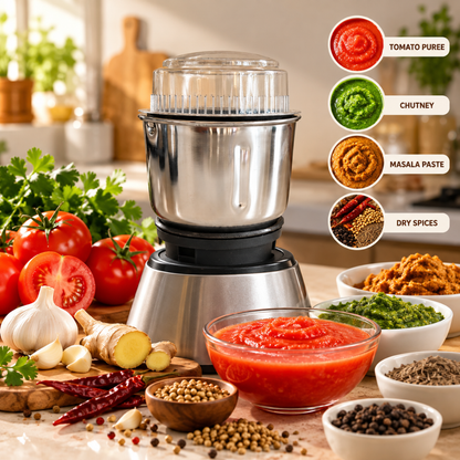 Stainless Steel Mixer Grinder Jar 400ml with Transparent Lid for Chutney Grinding