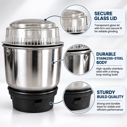 Stainless Steel Mixer Grinder Jar 400ml with Transparent Lid for Chutney Grinding