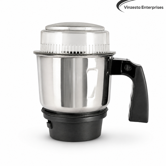 Stainless Steel Mixer Grinder Jar 400ml with Handle Sharp Blades & Lid