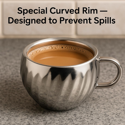 Stainless Steel Tea Cups with Lotus Pattern 120ml Set for Home & Gifting