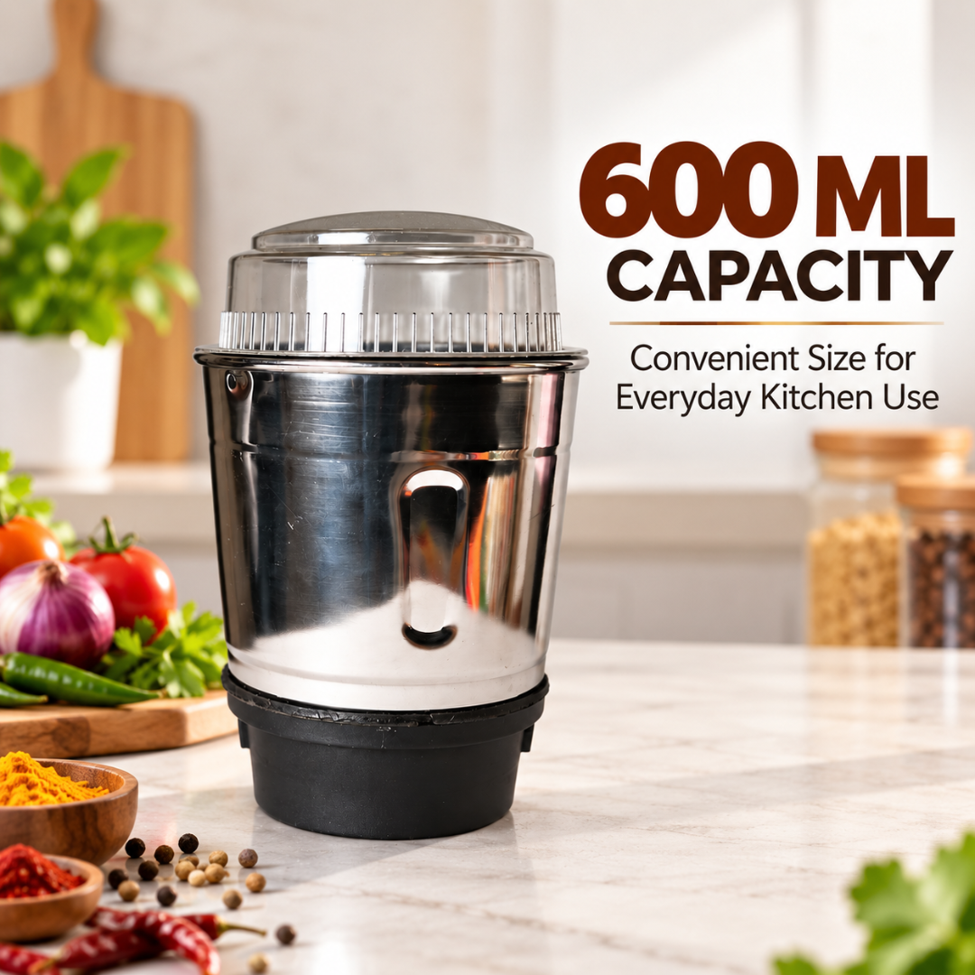 Stainless Steel Mixer Grinder Jar Combo 400ml with Handle & 600ml Without Handle