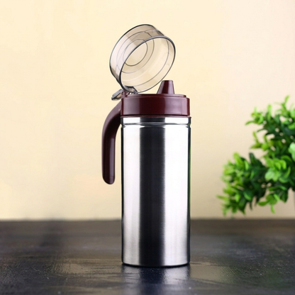 Stainless Steel Oil Dispenser Bottle 1000ml with Drip-Free Spout & Lid | Leak-Proof BPA-Free Oil Pourer for Kitchen | Olive Oil, Vinegar & Sauce Dispenser with Handle