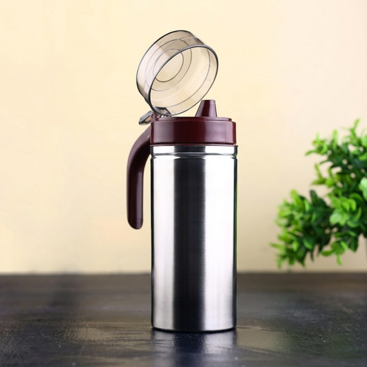 Stainless Steel Oil Dispenser Bottle 1000ml with Drip-Free Spout & Lid | Leak-Proof BPA-Free Oil Pourer for Kitchen | Olive Oil, Vinegar & Sauce Dispenser with Handle