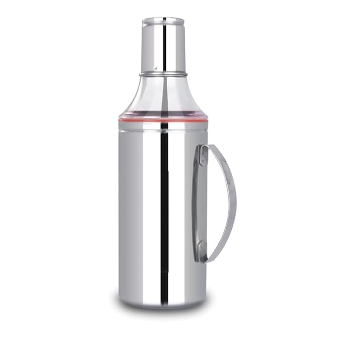 Stainless Steel Oil Dispenser Bottle Spill Proof Food Grade Silver 1000ml