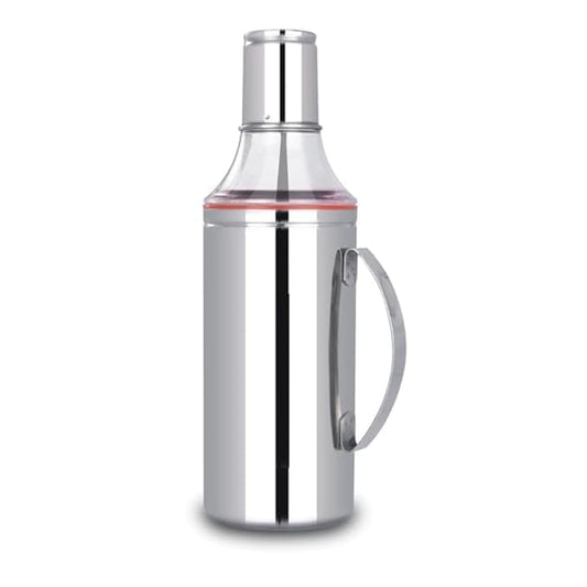 Stainless Steel Oil Dispenser Bottle Spill Proof Food Grade Silver 1000ml