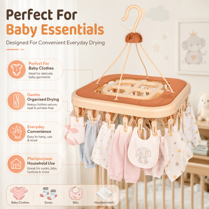 Vinzesta 32 Clip Square Baby Clothes Hanger Plastic Foldable Drying Rack