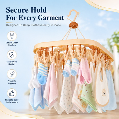 Vinzesta 32 Clip Square Baby Clothes Hanger Plastic Foldable Drying Rack