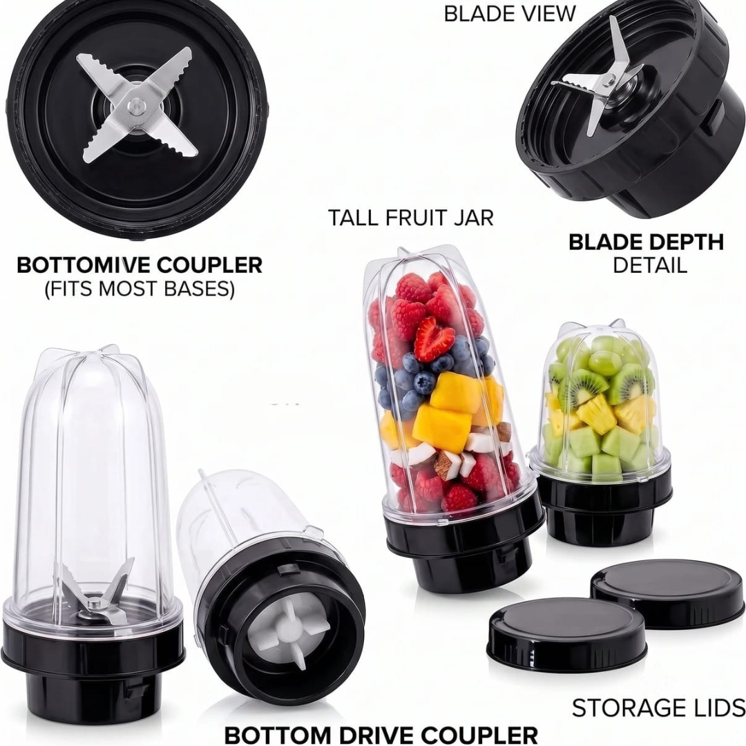 Stainless Steel Bullet Mixer Grinder Jar with Sharp Blades for Grinding