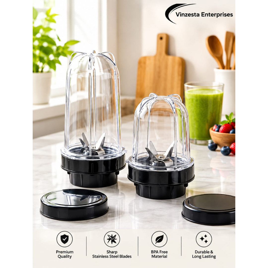 Stainless Steel Bullet Mixer Grinder Jar with Sharp Blades for Grinding