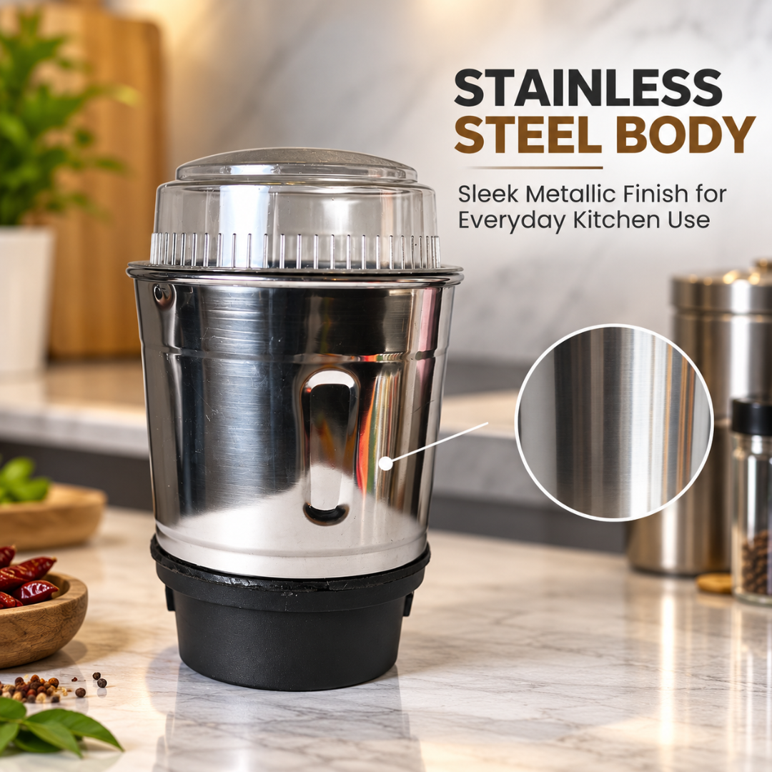 Stainless Steel Mixer Grinder Jar 600ml with Transparent Lid for Kitchen Use