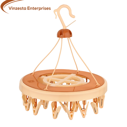 Vinzesta 24 Clip Round Baby Clothes Hanger Plastic Foldable Drying Rack