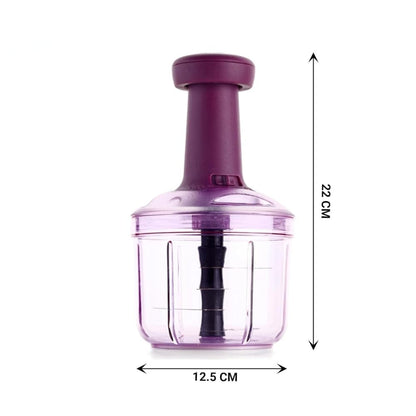 Manual Food Chopper with 4 Stainless Steel Blades | Hand Press Vegetable Cutter for Onion, Tomato, Potato & Salad | Multipurpose Kitchen Chopper (1000 ML)
