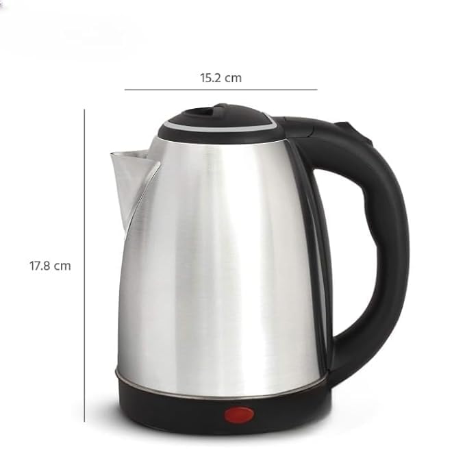 Stainless Steel Electric Kettle, 1500W Fast Boiling, Silver and Black (2 L)